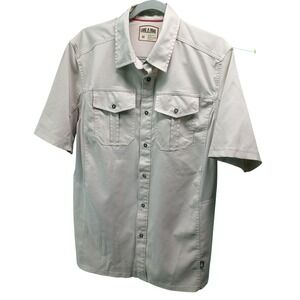 Lake and Trail Mens Beige Short Sleeve Button Up Outdoor Shirt Size M